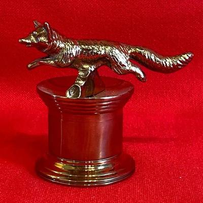 Antique Brass Fox Stamp Roll Holder 