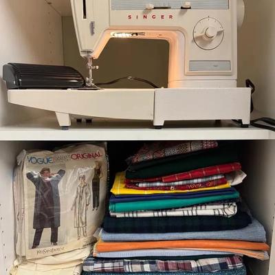 Singer Sewing Machine & Fabric