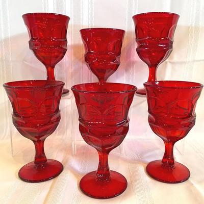 MCM Fostoria Ruby Red Water Goblets 