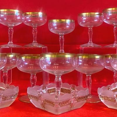 Art Deco Gold Dipped Coupes 