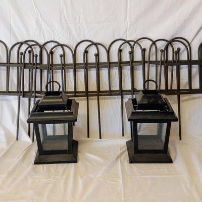 8 Piece Wrought Iron Garden Trim Set And Hanging Lanterns