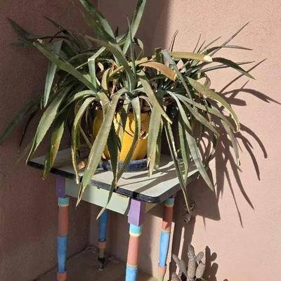 Colorful Table & Yellow Pots