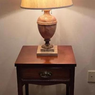 Side Table & Stone Lamp