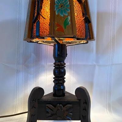 Folk Art Wooden Table Lamp 
