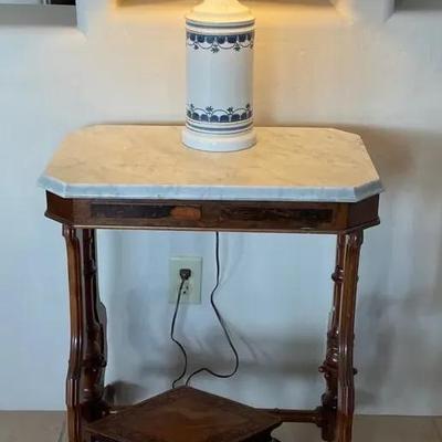 Chinese Antique Marble Top Pagoda Table. 