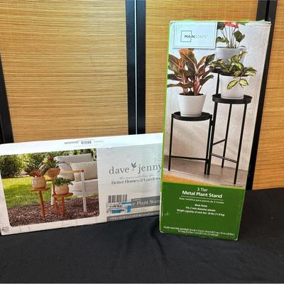 Tiered Plant Stands, Wood and Metal, Both New 