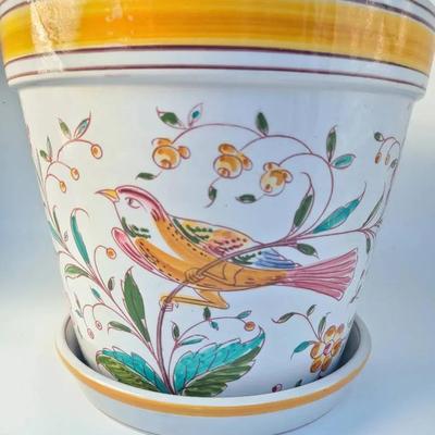 Large Hand-painted Portuguese Ceramic Planter