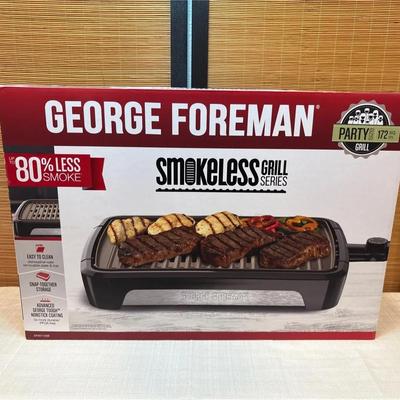 New George Foreman Smokeless Electric Grill 172 Sq Inches