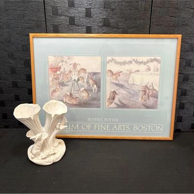 Beatrix Potter Museum Show Print, Framed and Rabbits Vase