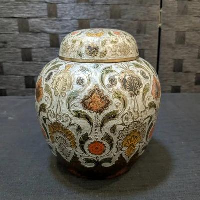 Enameled Brass Ginger Jar