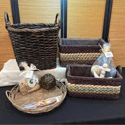Woven Baskets and Decorative Orbs 