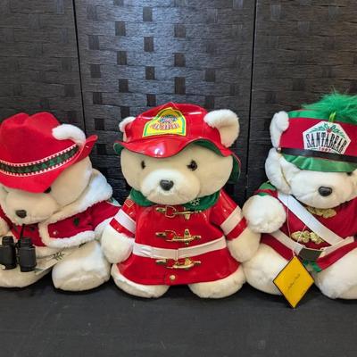 3 Vintage Santabears - Park Ranger, Firefighter + Marching Band Bears