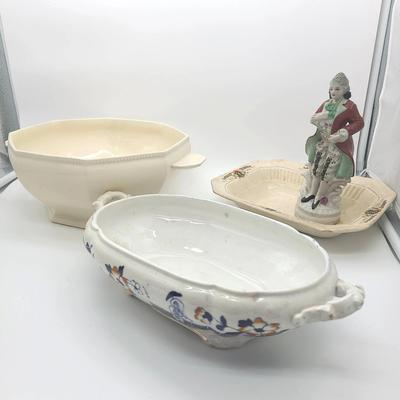 Vintage & Antique Ironstone/Porcela Bowls (Ideal For Low Flower Arrangements), Occupied Japan Figure