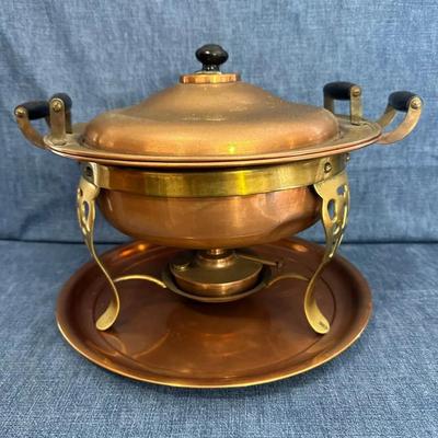 Vintage Copper And Brass Chaffing Dish 