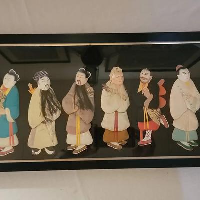 8 LUCKY SHANGHAI Vintage Bamboo Framed Chinese Silk Hand Embroidery 