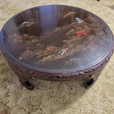 1950s Black Lacquer Chinoiserie Coffee Table