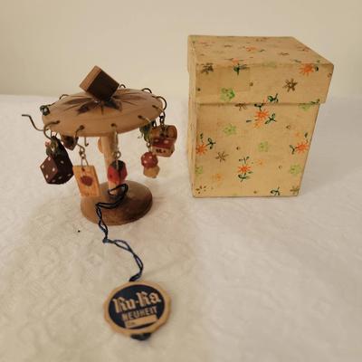 Vintage Ru-Ra Wooden Umbrella With Drink Markers 