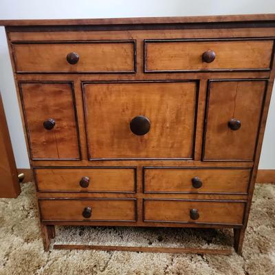 Antique Clark's Oak Nine Drawer Spool Cabinet
