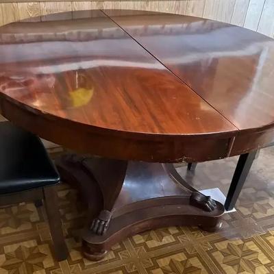 Antique American Empire Style Mahogany Dining Table