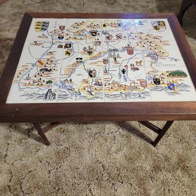 Vintage Handmade German Tile And Wood Coffee Table