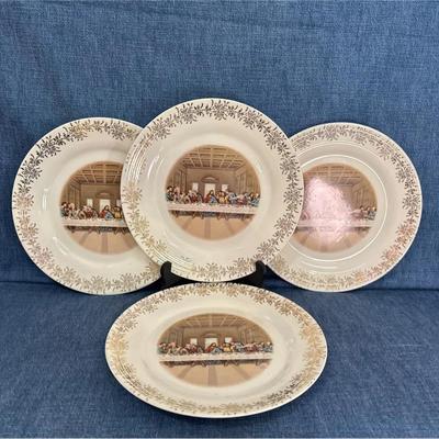 Vintage Sanders Manufacturing First Edition Lord's Supper collectible plate with 23K Gold trim