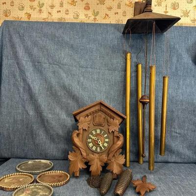 Black Forest Cuckoo Clock And Vintage Wind Chime