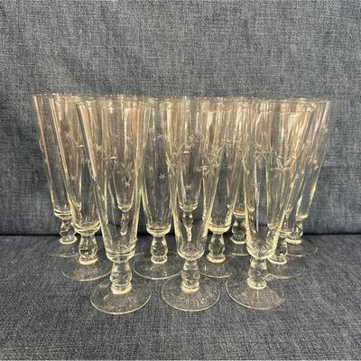 Vintage C G Quartzek "Star Dust" crystal pilsner glasses. 