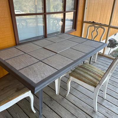 Tile Top Outdoor Patio Table with Aluminum Frame 