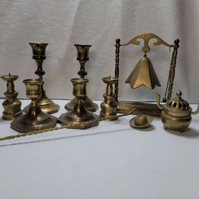 Vintage Assorted Brass Decor Including Incense Burner