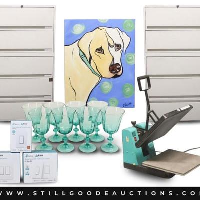 Sale Photo Thumbnail #8: Uggs, decoys, bird houses, artwork, Le Creuset, Thomas Kincaid, artwork, jewelry, furniture, antiques, sterling silver, rugs, camel saddle, pottery, Rachel Ray, cookware, appliances, lamps, arrowheads, coins, nutcrackers, stamp collections, Kendra Scott, 