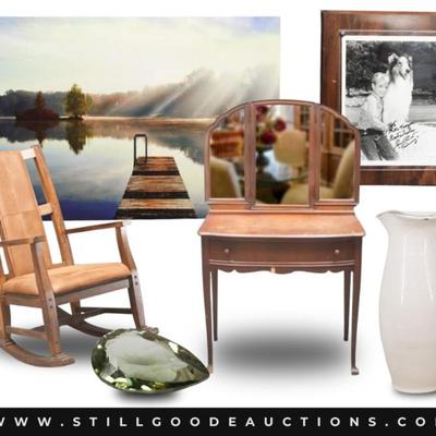 Sale Photo Thumbnail #10: Uggs, decoys, bird houses, artwork, Le Creuset, Thomas Kincaid, artwork, jewelry, furniture, antiques, sterling silver, rugs, camel saddle, pottery, Rachel Ray, cookware, appliances, lamps, arrowheads, coins, nutcrackers, stamp collections, Kendra Scott, 