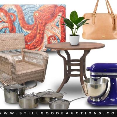 Sale Photo Thumbnail #7: Uggs, decoys, bird houses, artwork, Le Creuset, Thomas Kincaid, artwork, jewelry, furniture, antiques, sterling silver, rugs, camel saddle, pottery, Rachel Ray, cookware, appliances, lamps, arrowheads, coins, nutcrackers, stamp collections, Kendra Scott, 