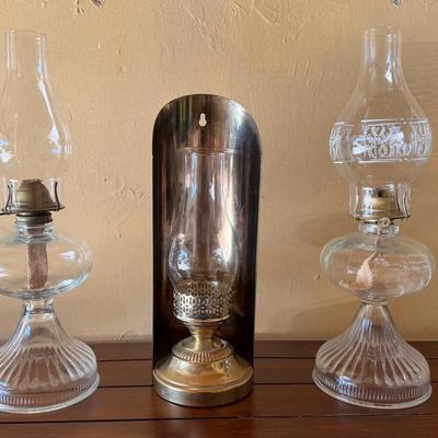Sale Photo Thumbnail #41: Vintage Trio Oil Lamps 