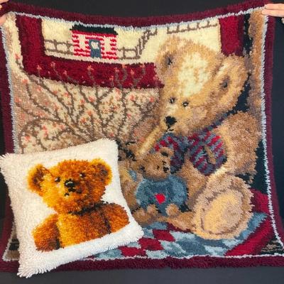 Teddy Bear Latch Hook Rug & Pillow