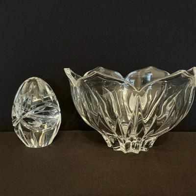 Crystal Paperweight And Gorham Crystal Lotus Bowl 