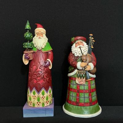 Jim Shore Scottish Santa And Topiary Santa Figurines 