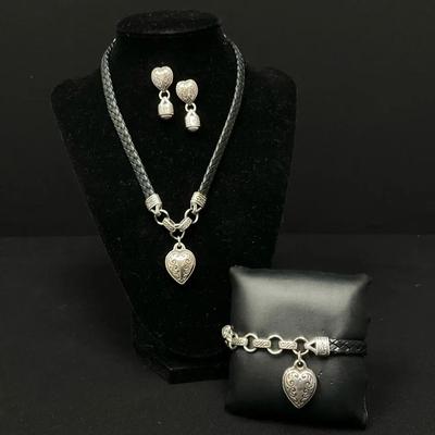 Brighton “King’s Road” Black Leather Necklace/Bracelet/Earrings 