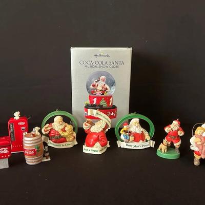 Coca-Cola Santa Ornaments & Snow Globe