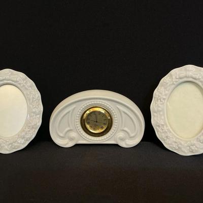 Lenox Clock And Two Small Picture Frames 