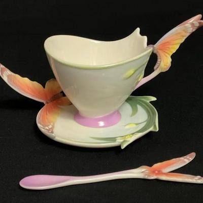 Franz Porcelain Papillon Butterfly Cup/SaucerSpoon