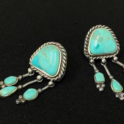 Sterling Silver And Turquoise Earrings