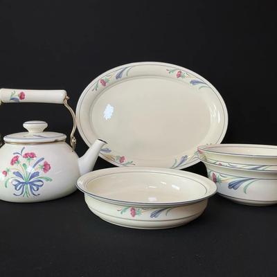 Lenox Poppies On Blue Chinastone Serving Dishes