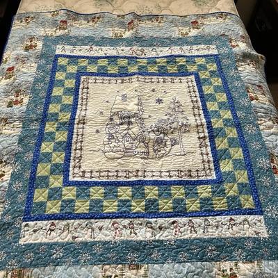 Handmade Snowman Lap Quilt
