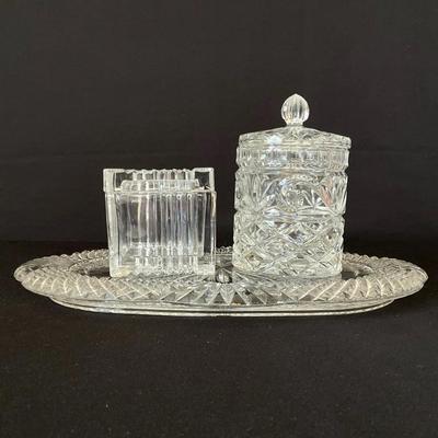 Vintage Hand Cut Crystal Vanity Set