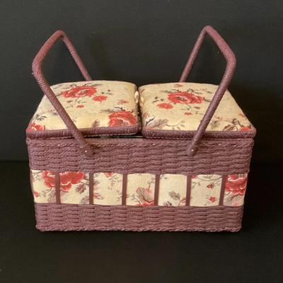 Vintage Style Sewing Basket With Contents 