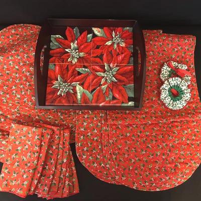 Quilted Holly Table Linens + Serving Tray