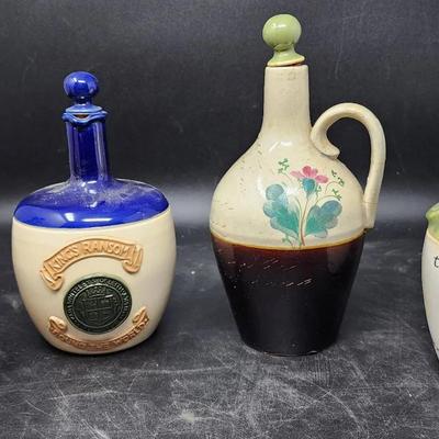 Vintage Ceramic Whiskey Jugs With Stoppers