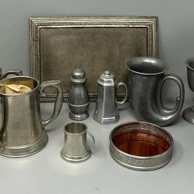 Vintage Pewter Tableware - Tankards, Salt and Pepper shaker, and More