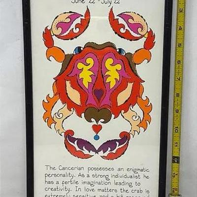 Vintage Margot Johnson Zodiac Art In Original Frame 