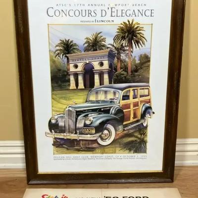 Framed "Concours D'Elegance" Newport Beach  & '58 Ford Ranchero Advertisement